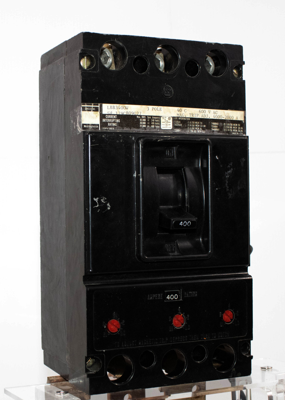 Westinghouse LBB3400W Breaker 400A 600V 3P 3PH 22KA