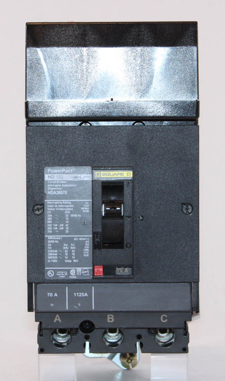 Square D HDA36070 Breaker 70A 600V 3P 3PH 14KA PowerPact ..