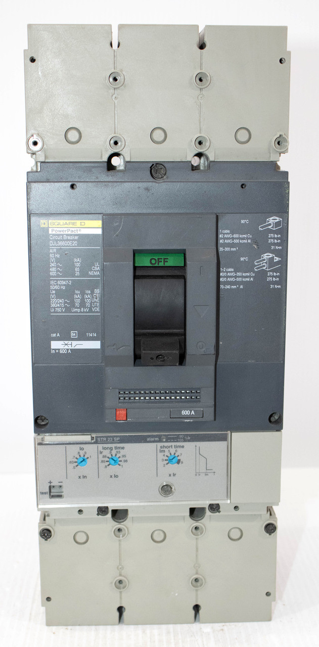 Square D DJL36600E20 Breaker 600A 600V 3P 25KA PowerPact + Alarm