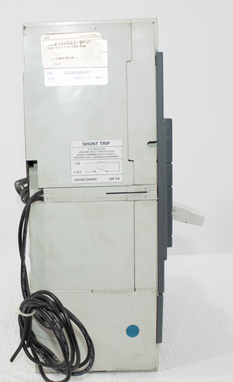 ABB S6H-3P-600A Breaker 600A 600V 3P 35KA Trip Adjustment S6H Shunt + Auxiliary