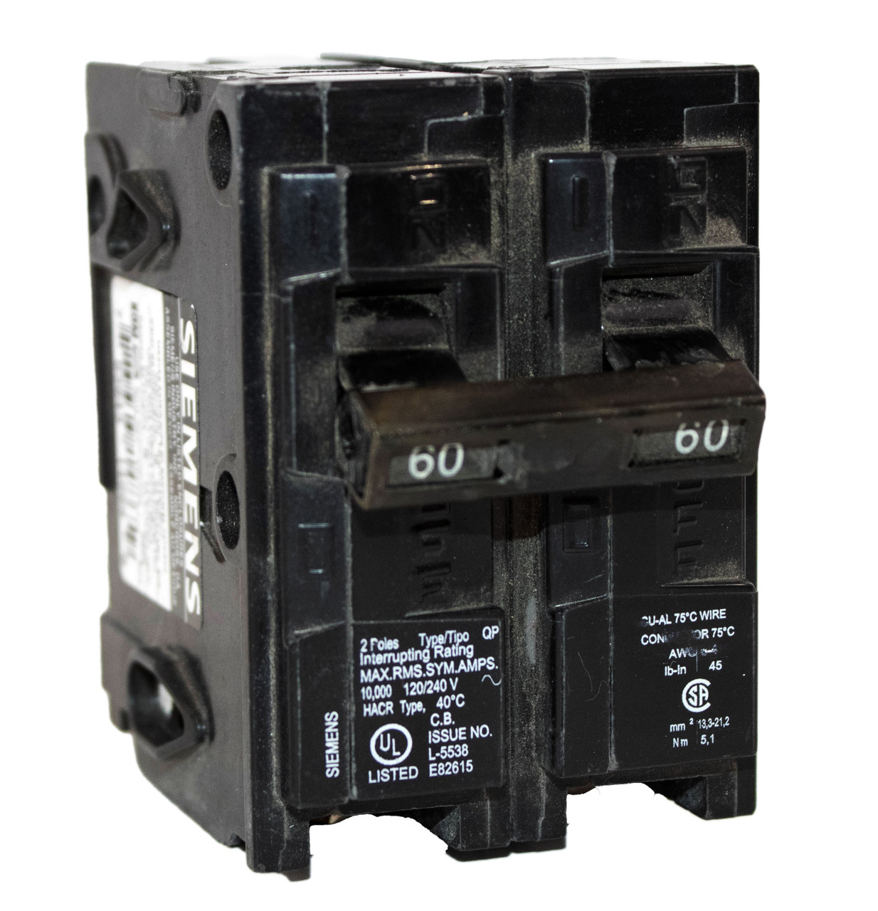 Siemens Q260 Breaker 60A 120/240V 2P 10KA ..