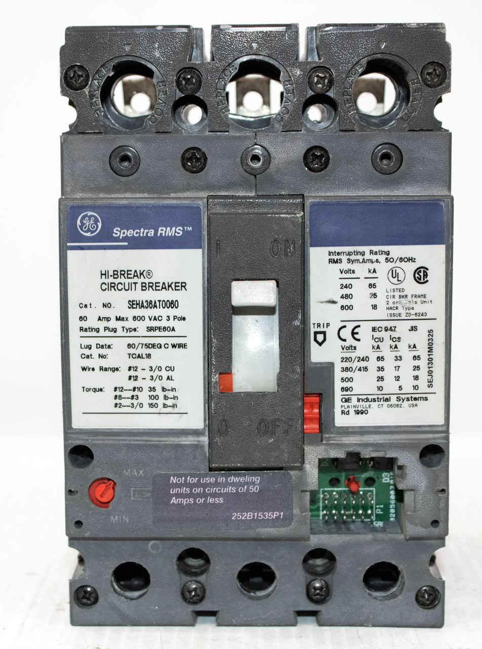 General Electric SEHA36AT0060 Breaker 60A 600V 3P 18KA