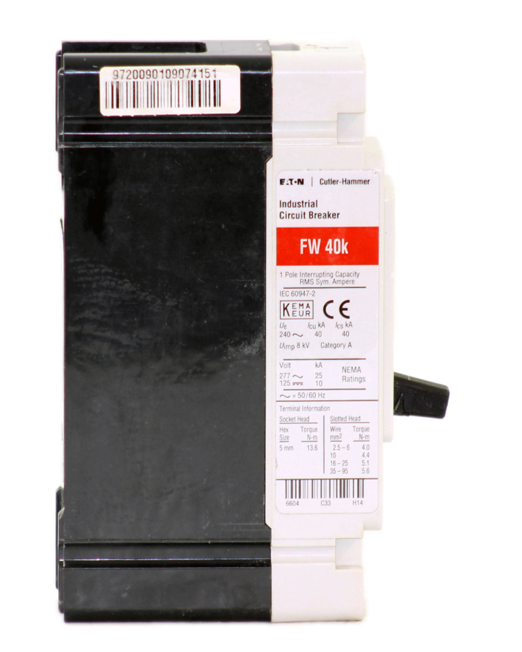 Eaton FWF1080LM05 Breaker 80A 240V 1P 25kA Cutler Hammer