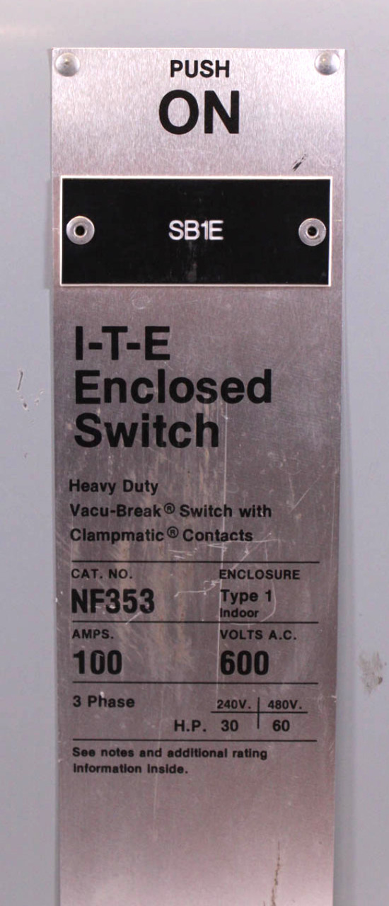 Siemens NF353 Disconnect Switch | 100A | 600V | 3-Phase | Clampmatic Contacts | Type 1