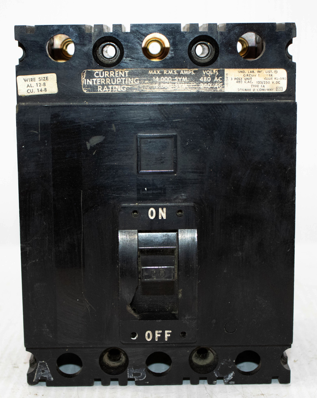 Square D FA34020 Breaker 20A 480V 3P 14KA