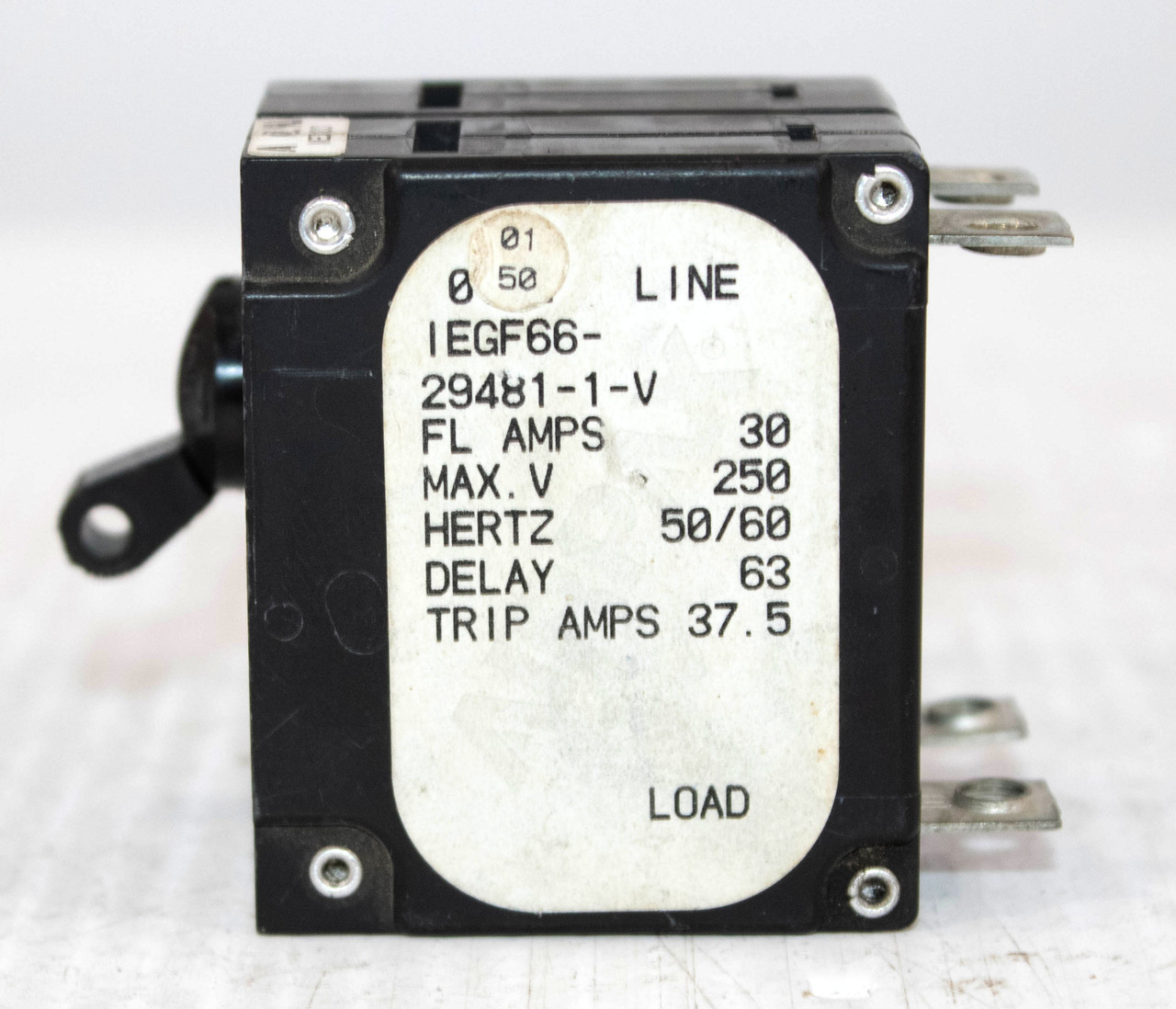 Airpax IEGF66-29481-1-V Breaker 30A 250V Double Pole Trip Amps 37.5