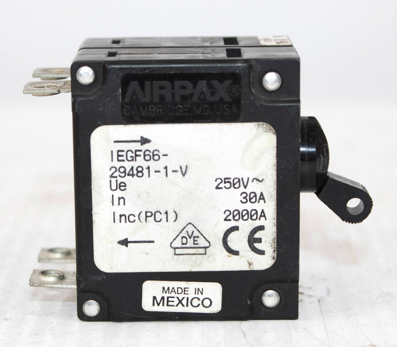 Airpax IEGF66-29481-1-V Breaker 30A 250V Double Pole Trip Amps 37.5