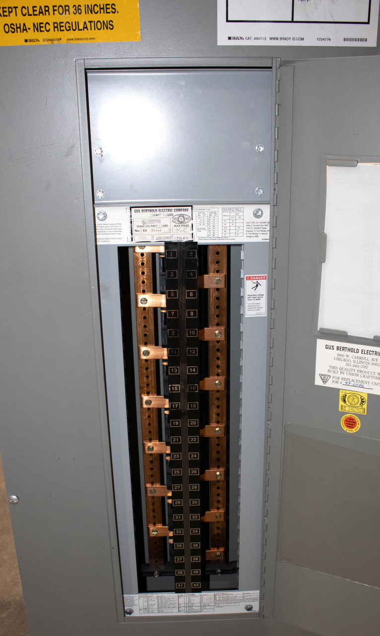 Gus Berthold EU32332 Main Lug Breaker Panel 225A 120/208V 3PH 4W 200kA Gus Berthold EU32332 Main Lug Breaker Panel 225A 120/208V 3PH 4W 200kA