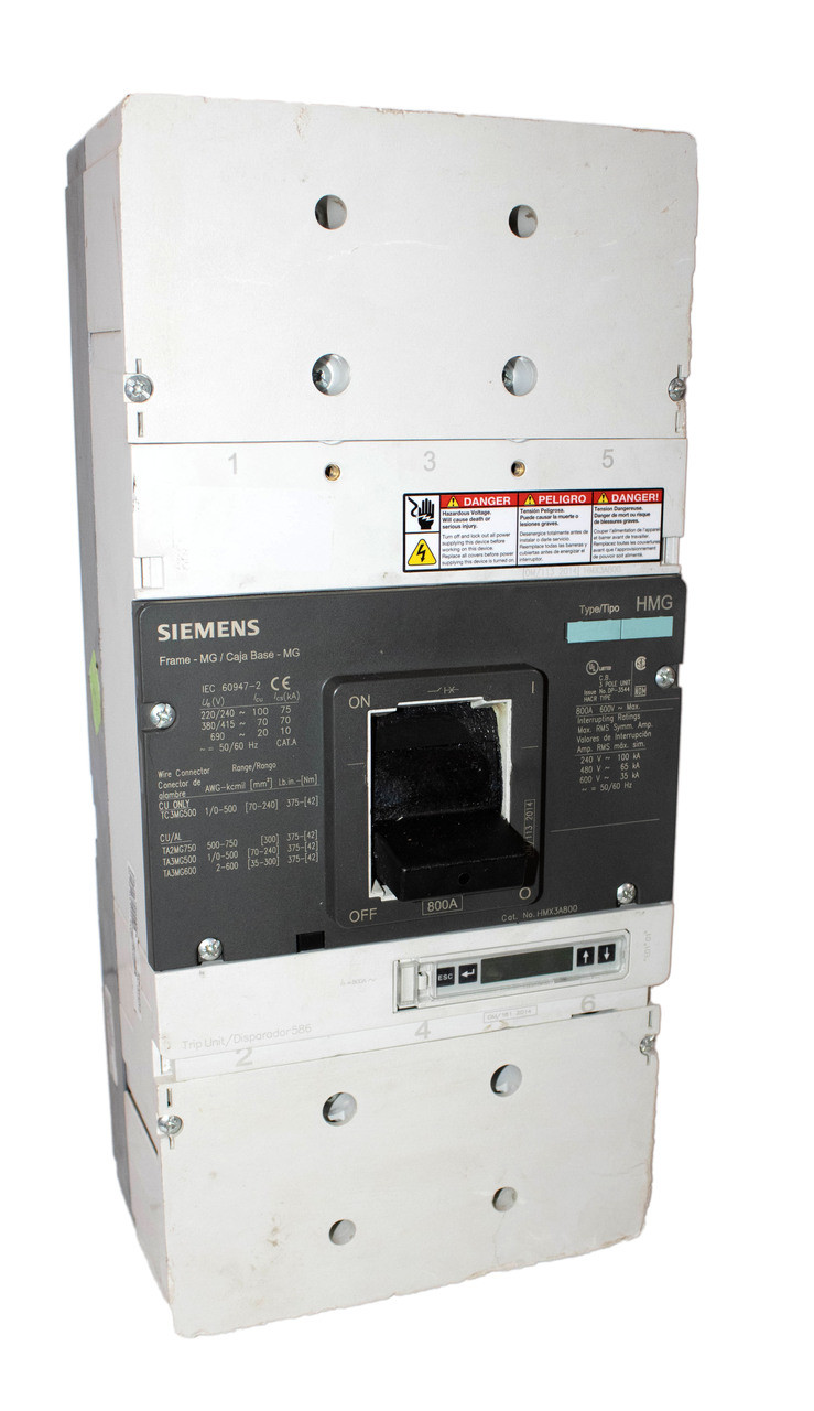 Siemens HMX3A800 Breaker 800A 600V 3P 35KA Digital Trip