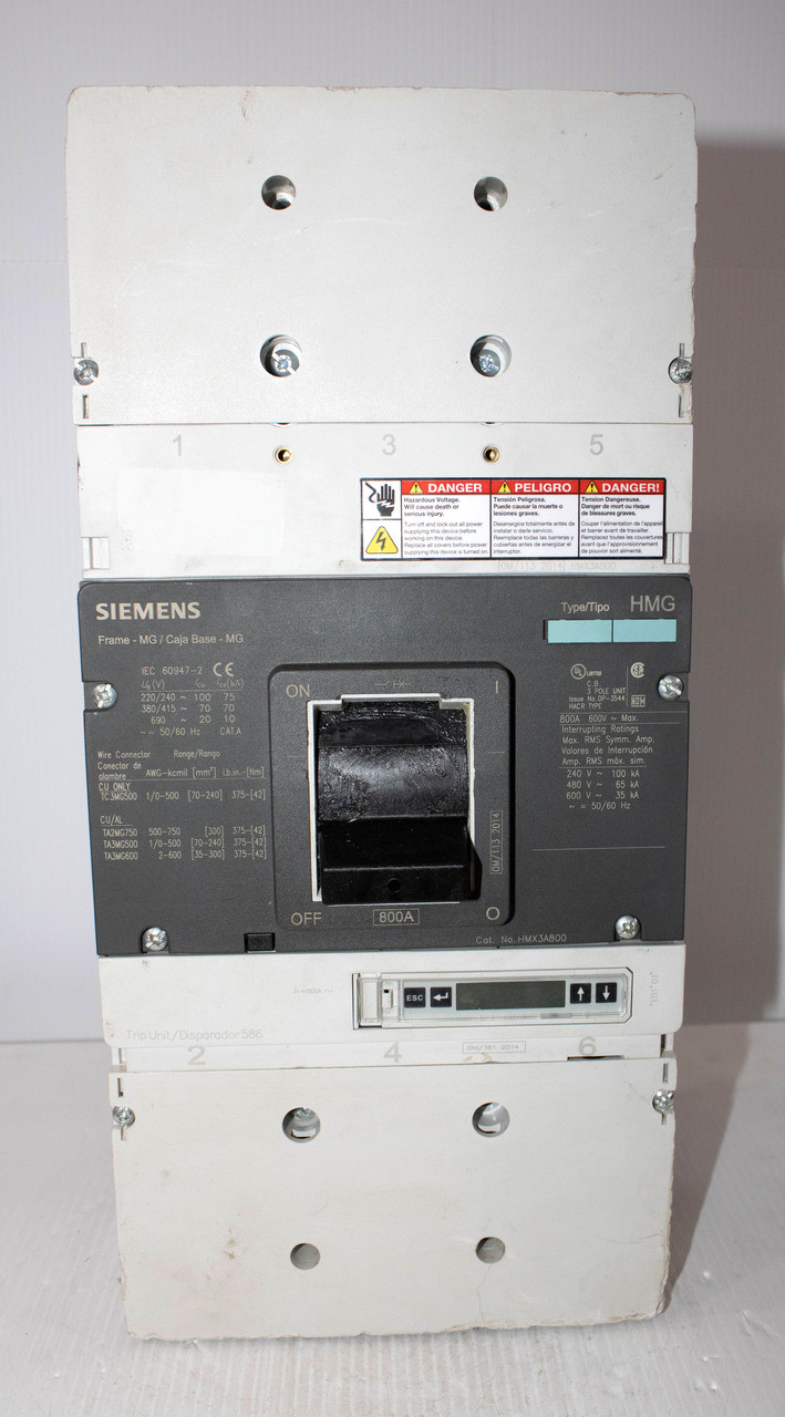Siemens HMX3A800 Breaker 800A 600V 3P 35KA Digital Trip