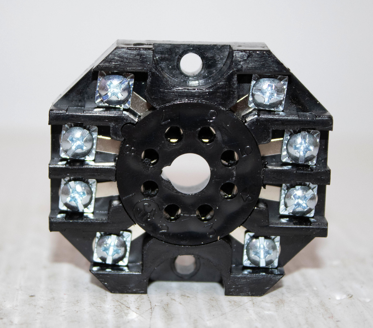 Custom Connector RB08 Relay Socket 10A 600V 2P 8 Pin Octal Panel Mount Screw Termination