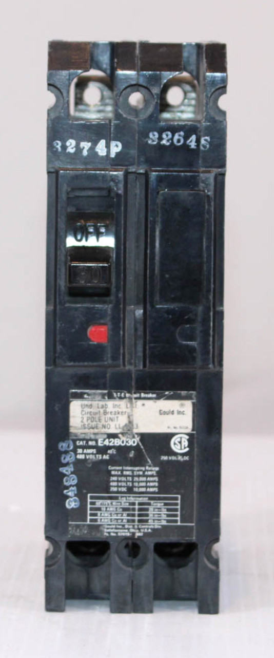 I-T-E E42B030 Circuit Breaker 30A 480V 250V 2P 18kA TYPE E4