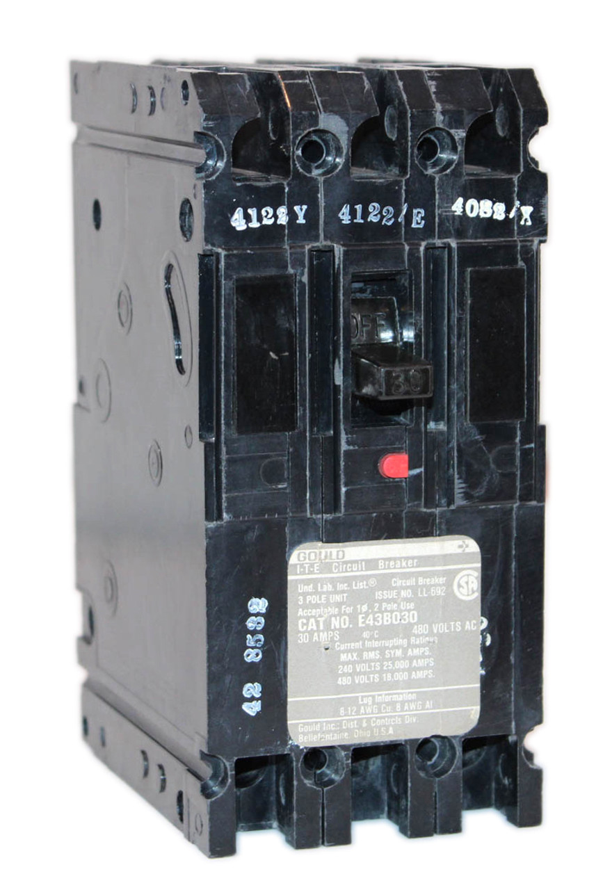 Gould I-T-E E43B030 Breaker 30A 480V 3P 18kA