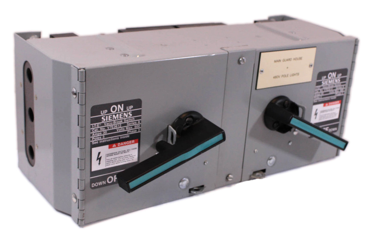 Siemens V7E3612 Fusible Twin Vacu-Break Switch 30A/60A 600V 3 Pole 3Ph Series A