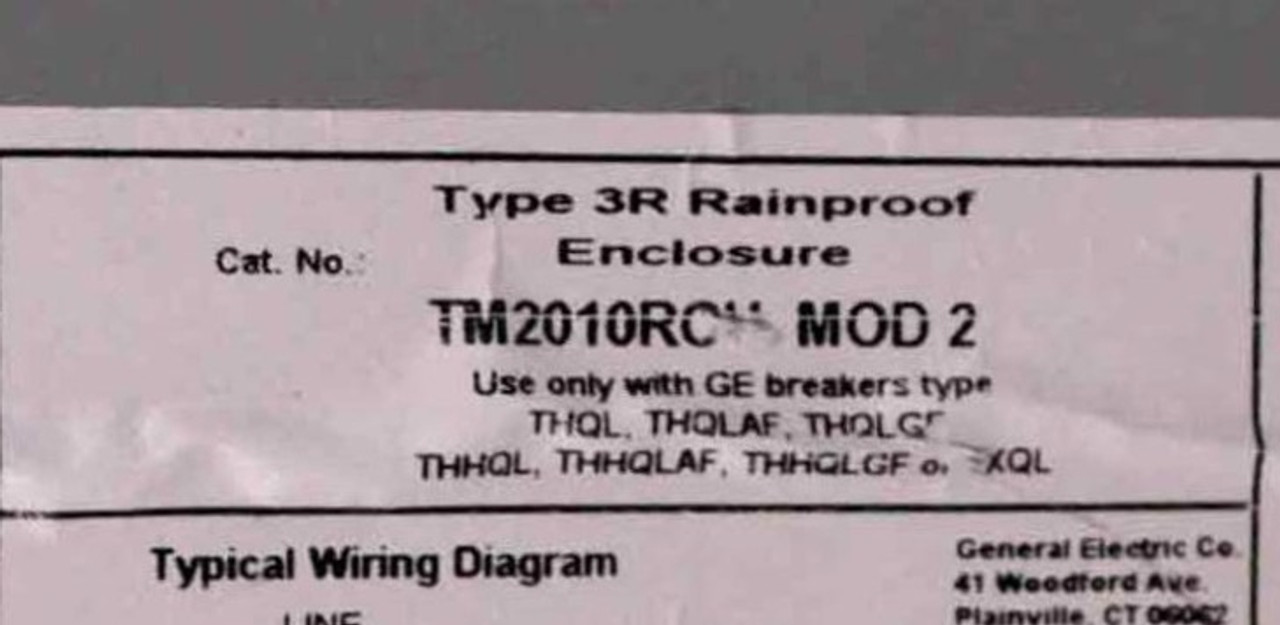 GE TM2010RCU 100A Main Breaker Panelboard 120/240V 1PH 3W 20 Spaces 22kA NEMA 3R Surface Mount Outdoor
