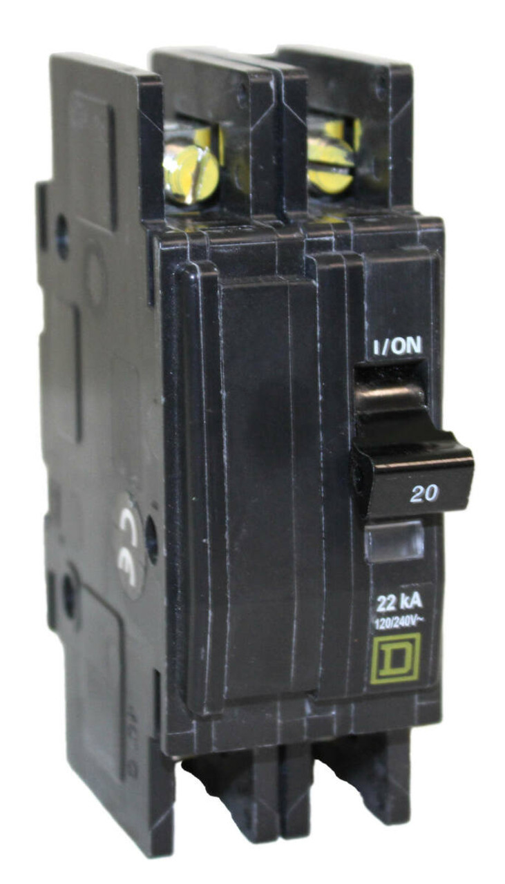 Square D QOU220 Breaker 20A 120/240V 2P 22kA Din Rail Mount