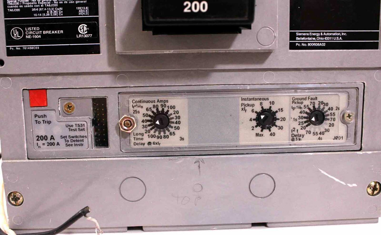 Siemens SJD69200G Circuit Breaker 200A 600V 3P