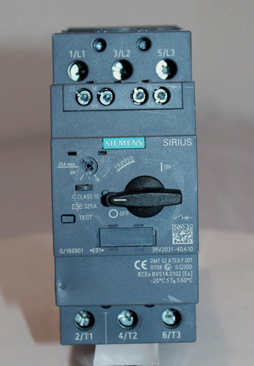 Siemens 3RV2031-4DA10 Motor Protection Sirius Circuit Breaker 25 FLA 600V 3P