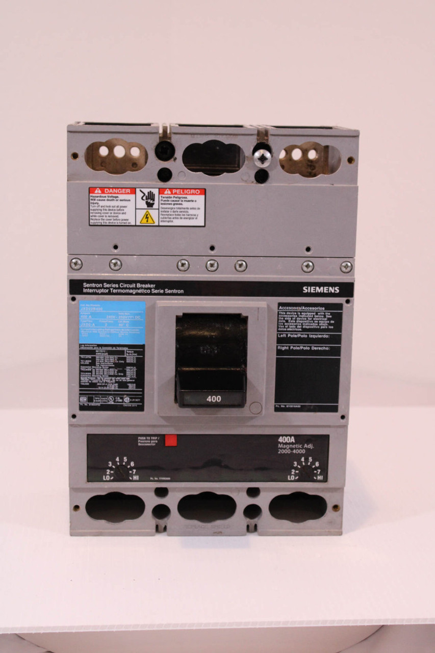 Siemens JXD22B400 Sentron Series Breaker 400A 240V 2P Bolt-On
