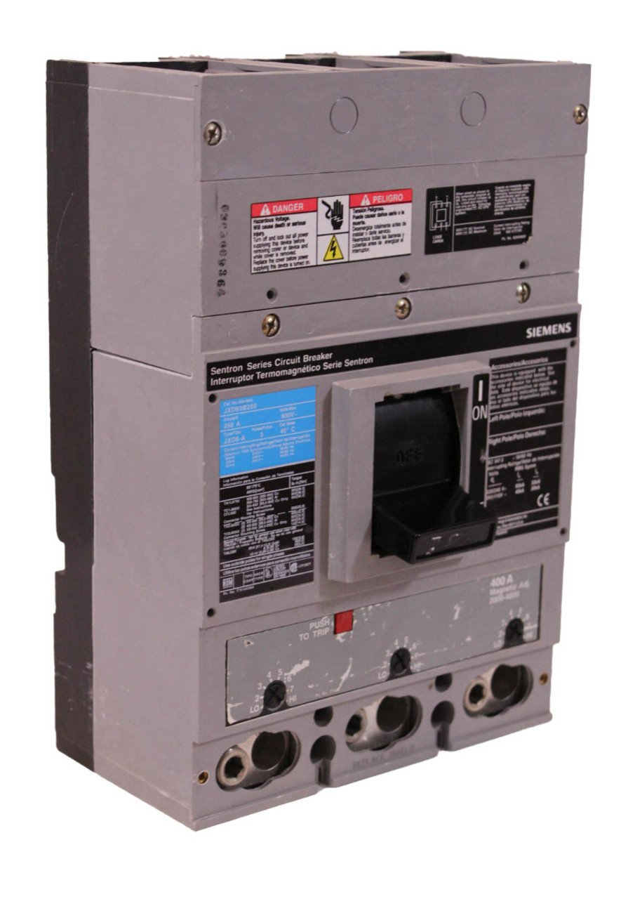 Siemens JXD63B250 Sentron Series Breaker 400A 600V Type JXD6-A 3P W/400A Trip Unit