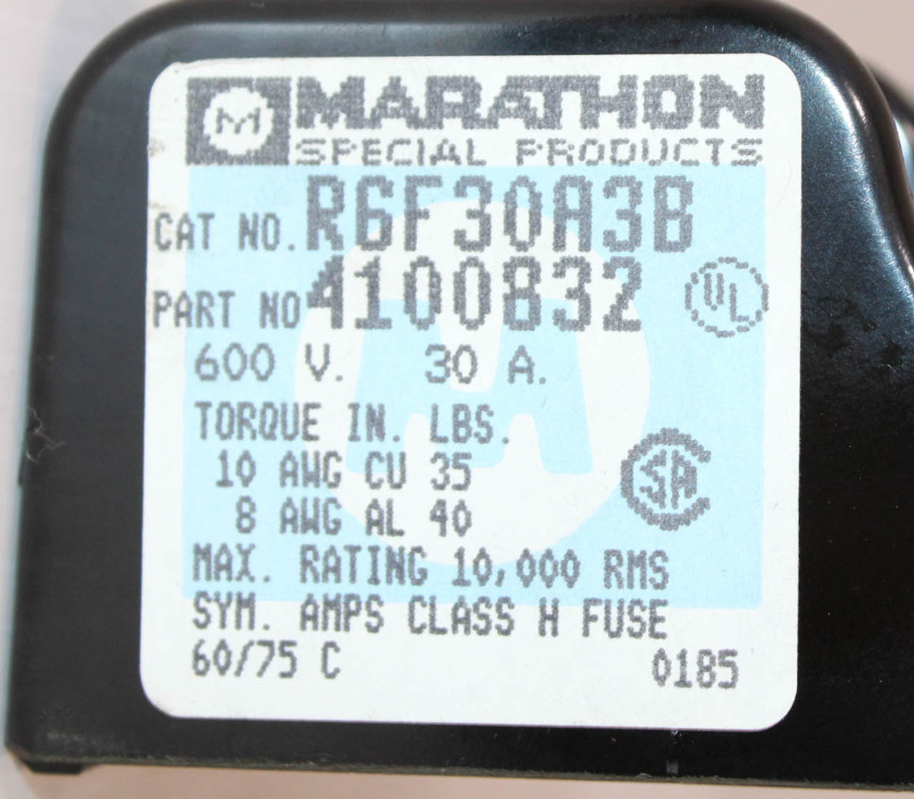 Marathon R6F30A3B Fuse Block Holder 30A 600V 3P 10kA