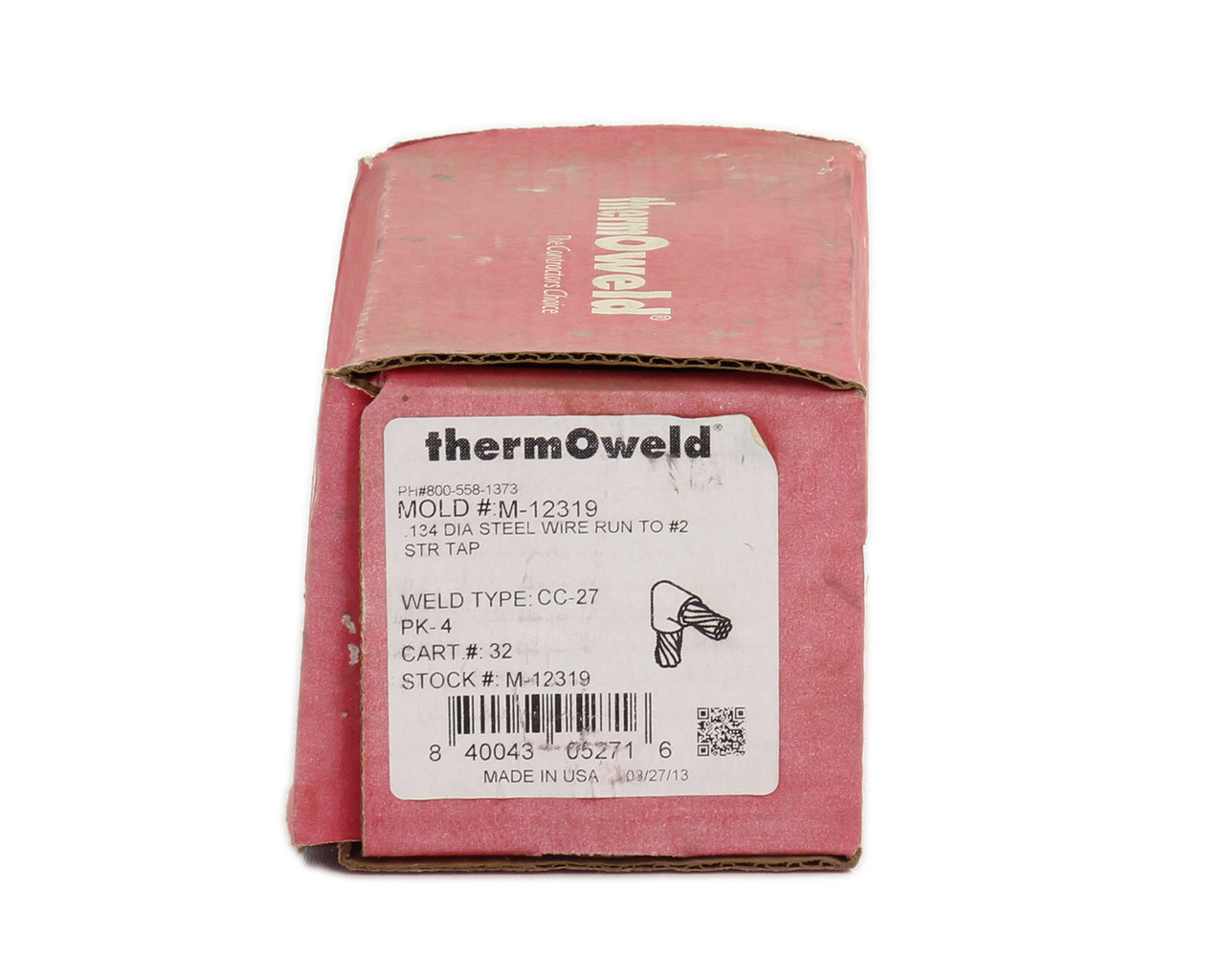 ThermOWeld M-12319 Exothermic Mold Weld Weld Type: CC-27 .134 Dia Steel Wire Run To Number 2 STR Tap