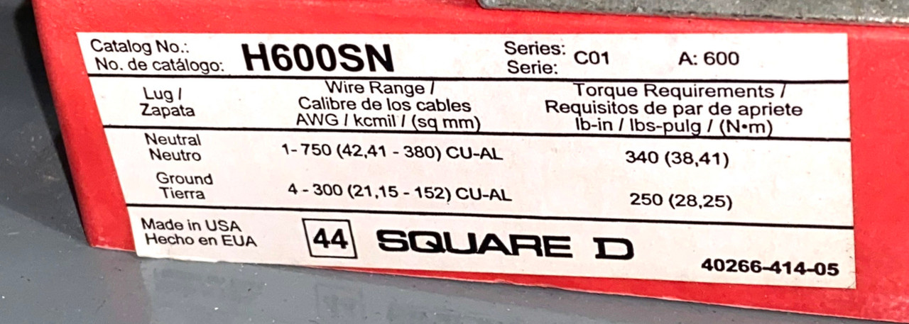 Square D H366N Heavy Duty Fusible Safety Switch 600A 600V 3P NEMA 1 Enclosure
