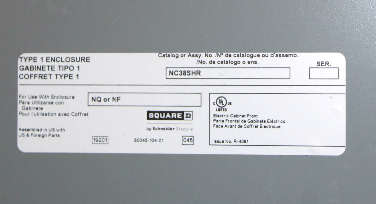 Square D NQ Main Lug Panelboard | 225A | 208Y/120V | 3PH 4W | 54 Spaces | NEMA 1 | NQ29419520364940001
