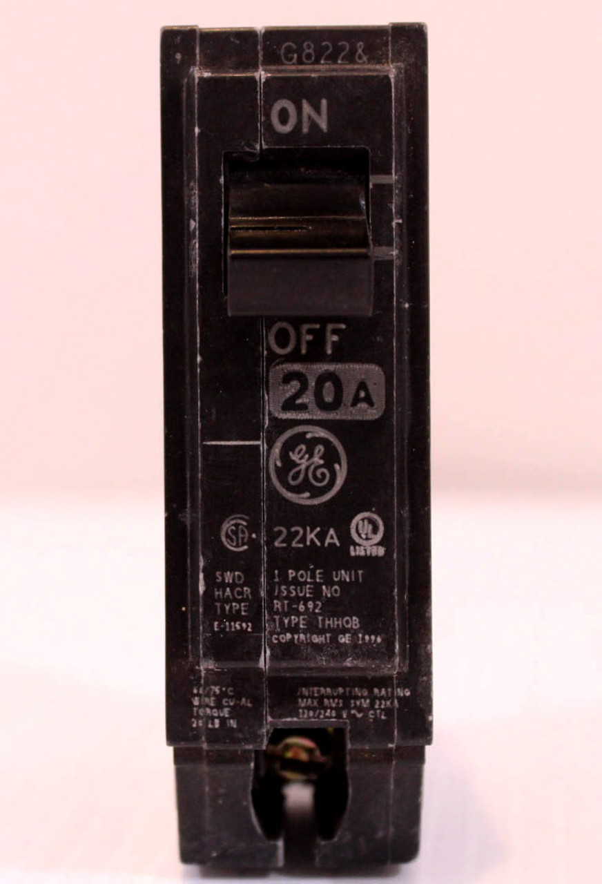 General Electric THHQB1120 Breaker 20A 120/240V 1P 22kA Bolt-On Type THHQB
