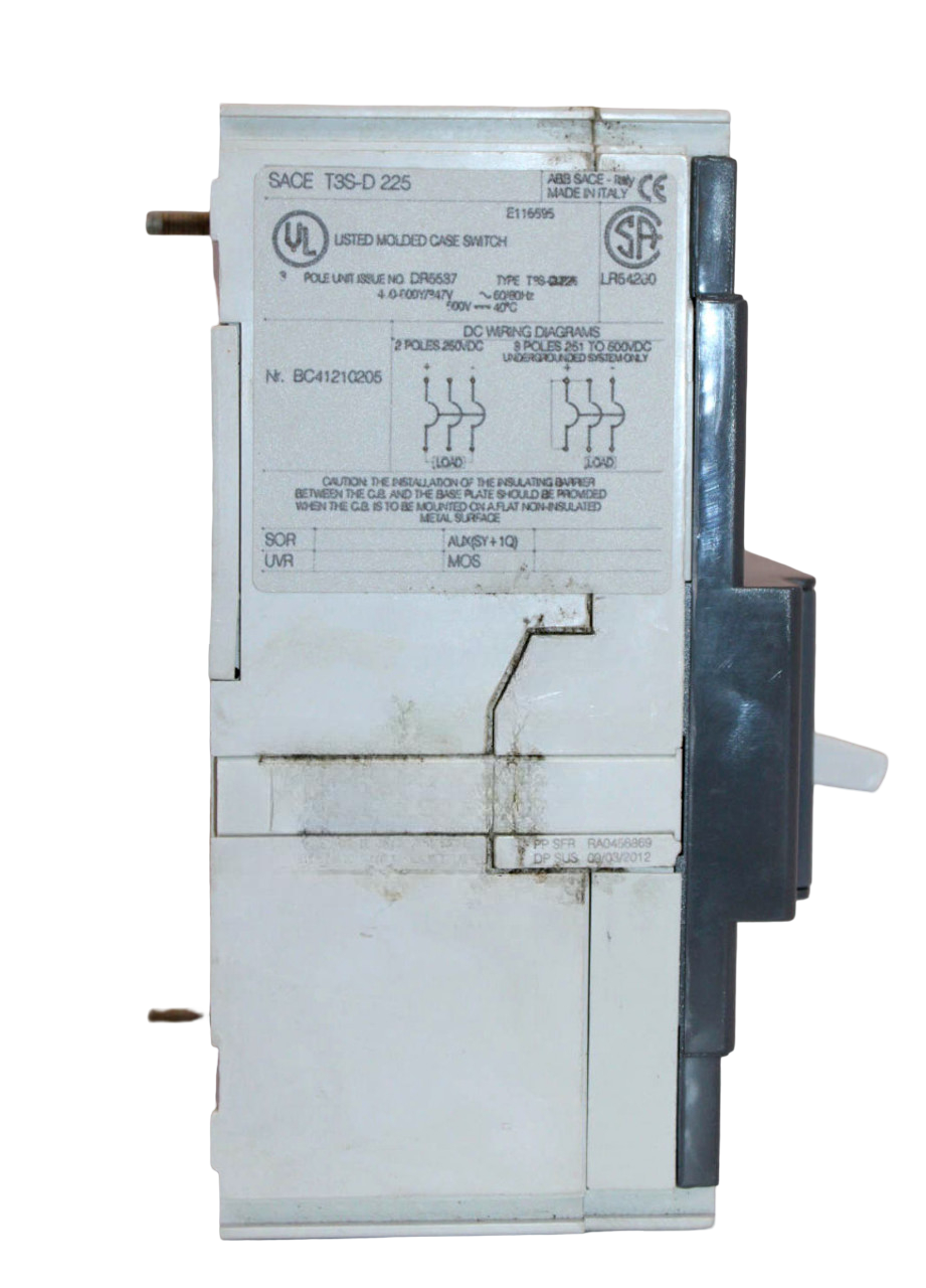 ABB T3S-D SACE Tmax Molded Case Switch | 225A | 3 Pole | 480-600Y/347V AC | 50/60Hz ABB T3S-D SACE Tmax Molded Case Switch | 225A | 3 Pole | 480-600Y/347V AC | 50/60Hz