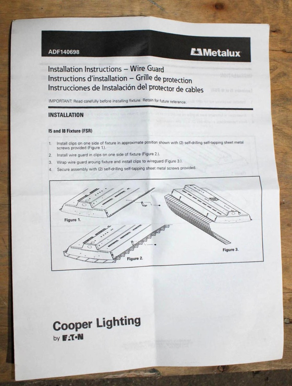 Cooper WG/I5-4FT-B Metalux White Wire Guard 4ft for DI/DIM/DCIM/DIVM/DCIVM Light