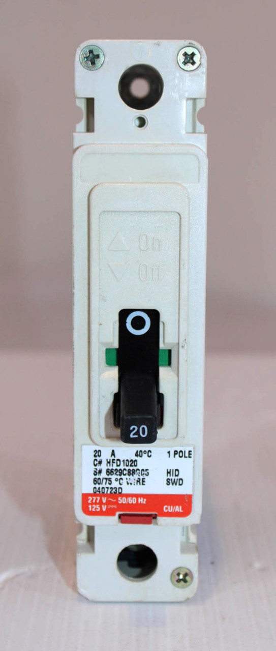 Cutler Hammer HFD1020 Breaker 20A 277VAC 125VDC 1P Type HFD