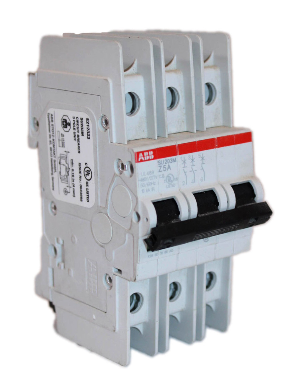 ABB SU203M-Z5 Breaker 5A 480Y/277V 3P 50/60Hz 10kA Din Rail