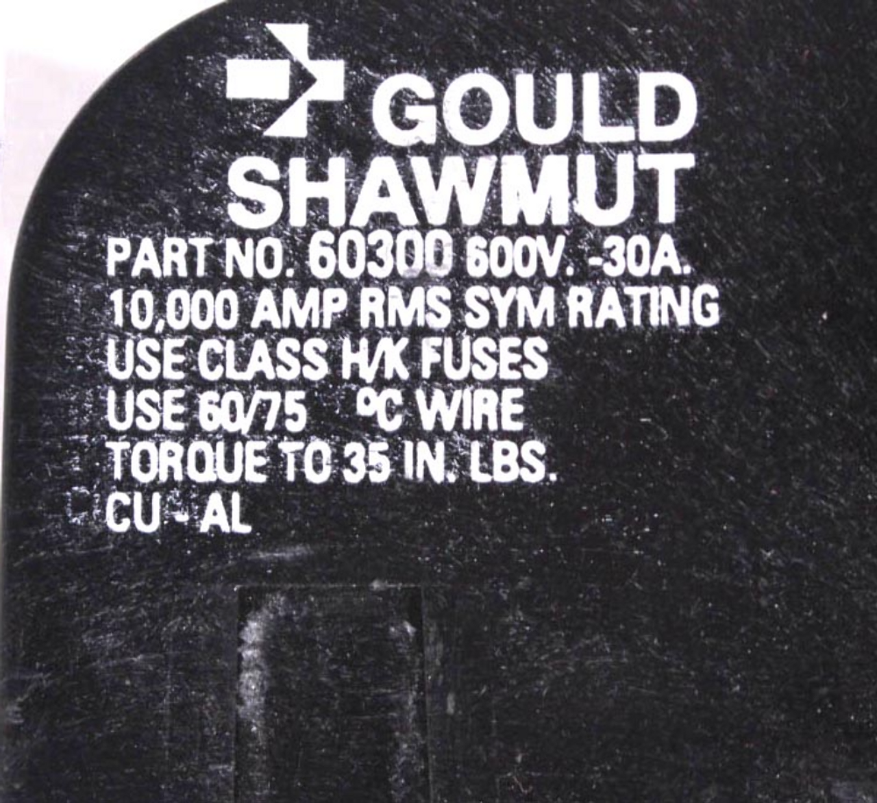 Gould Shawmut 60300 Fuse Holder 30A 600V 3P Class H/K Fuses