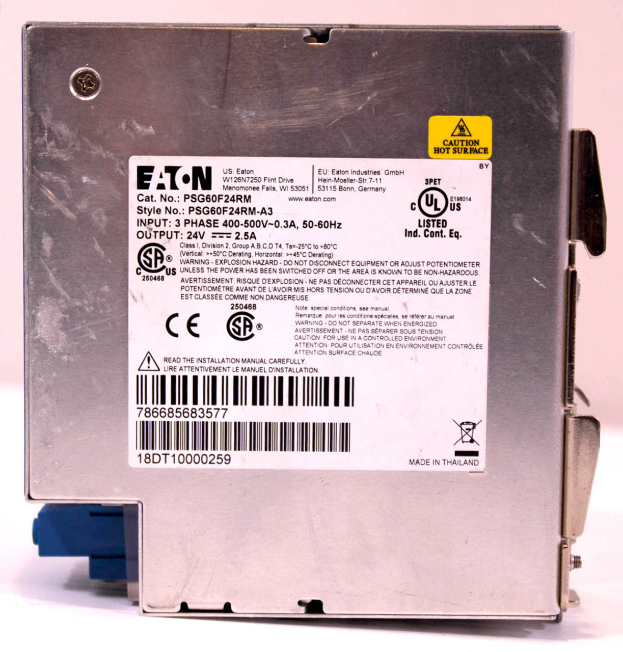 Eaton PSG60F24RM-A3 Power Supply 3PH 400-500V .3A 50-60Hz