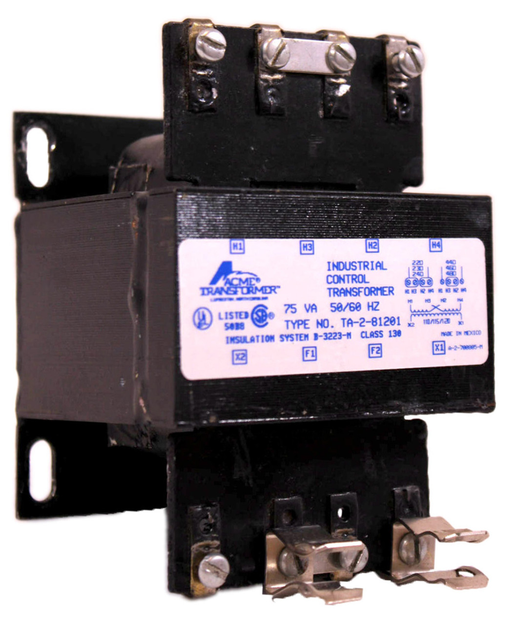 ACME TA-2-81201 Transformer .075kVA Pri: 220/480V Sec: 110/120V 50/60 Hz