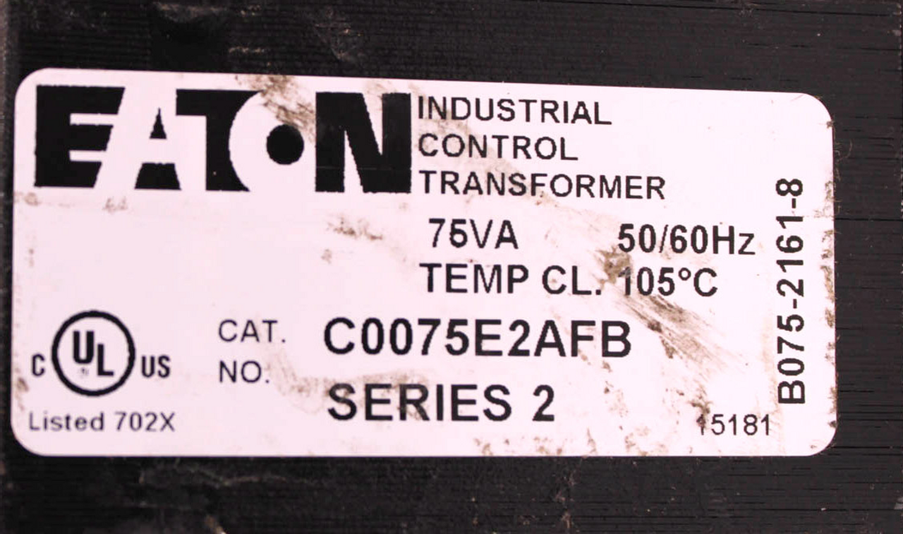 Eaton C0075E2AFB Control Transformer 75 VA 50/60 HZ PV 240x480V SV 120V