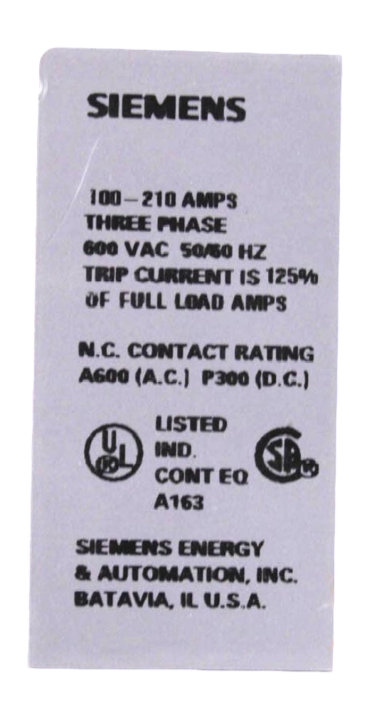 Overload Relay 100–210A
