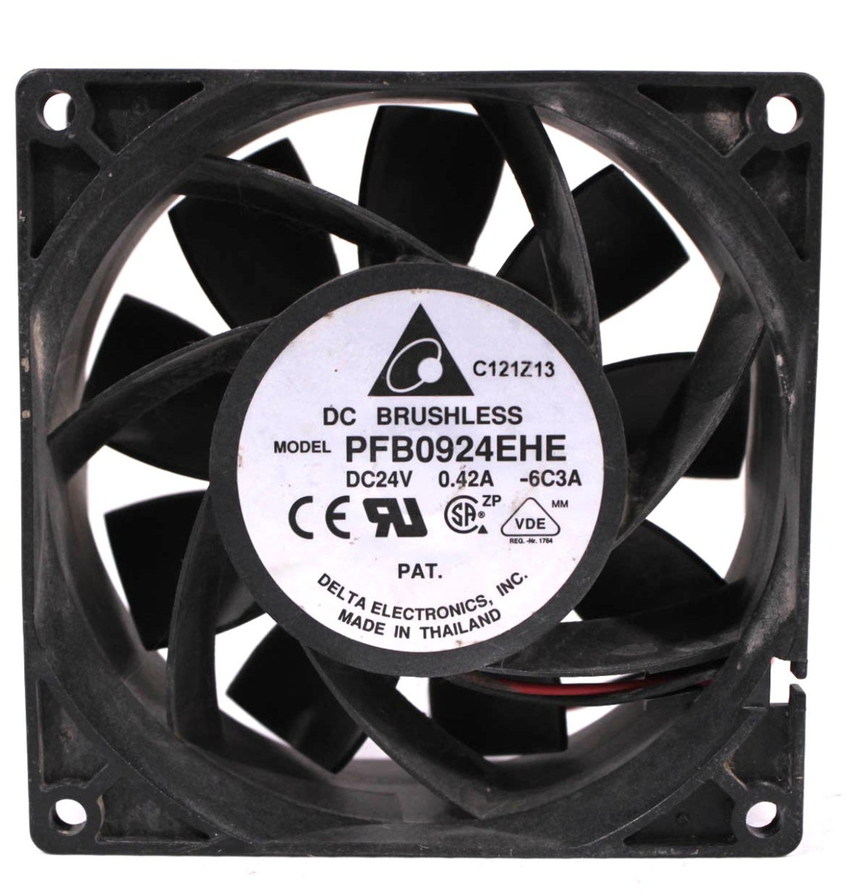 Delta Electronics PFB0924EHE DC Brushless Fan DC24V 0.42A 2-Wire Red and Black