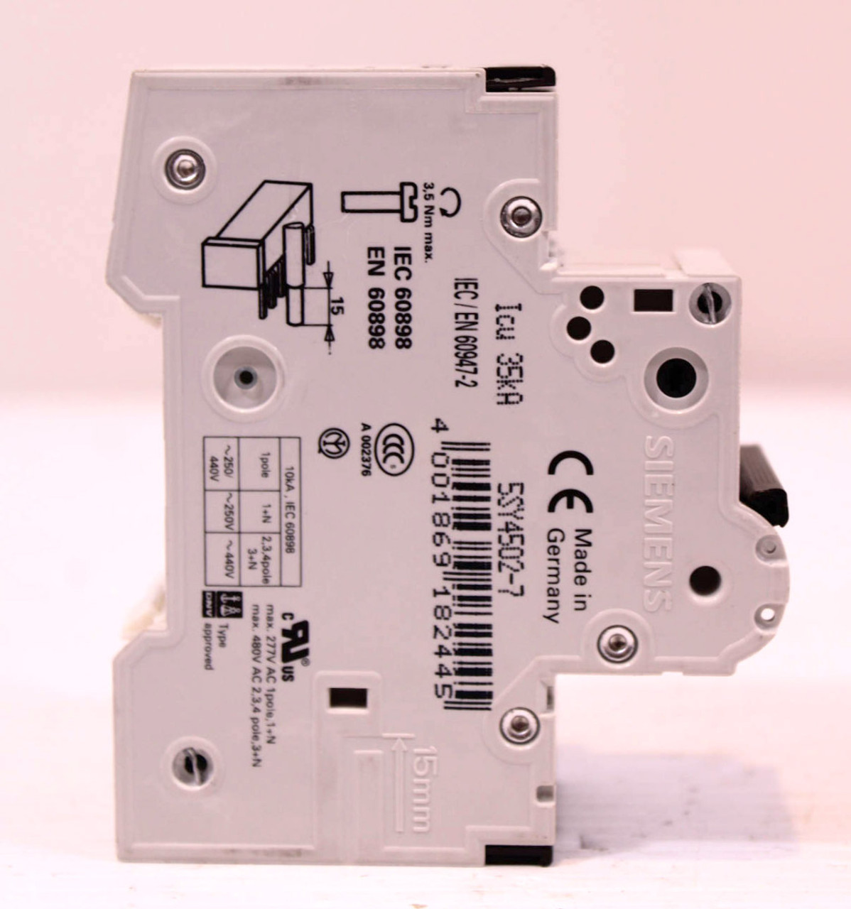 Siemens 5SY4504-7 Breaker 1+N-pole 230 10kA