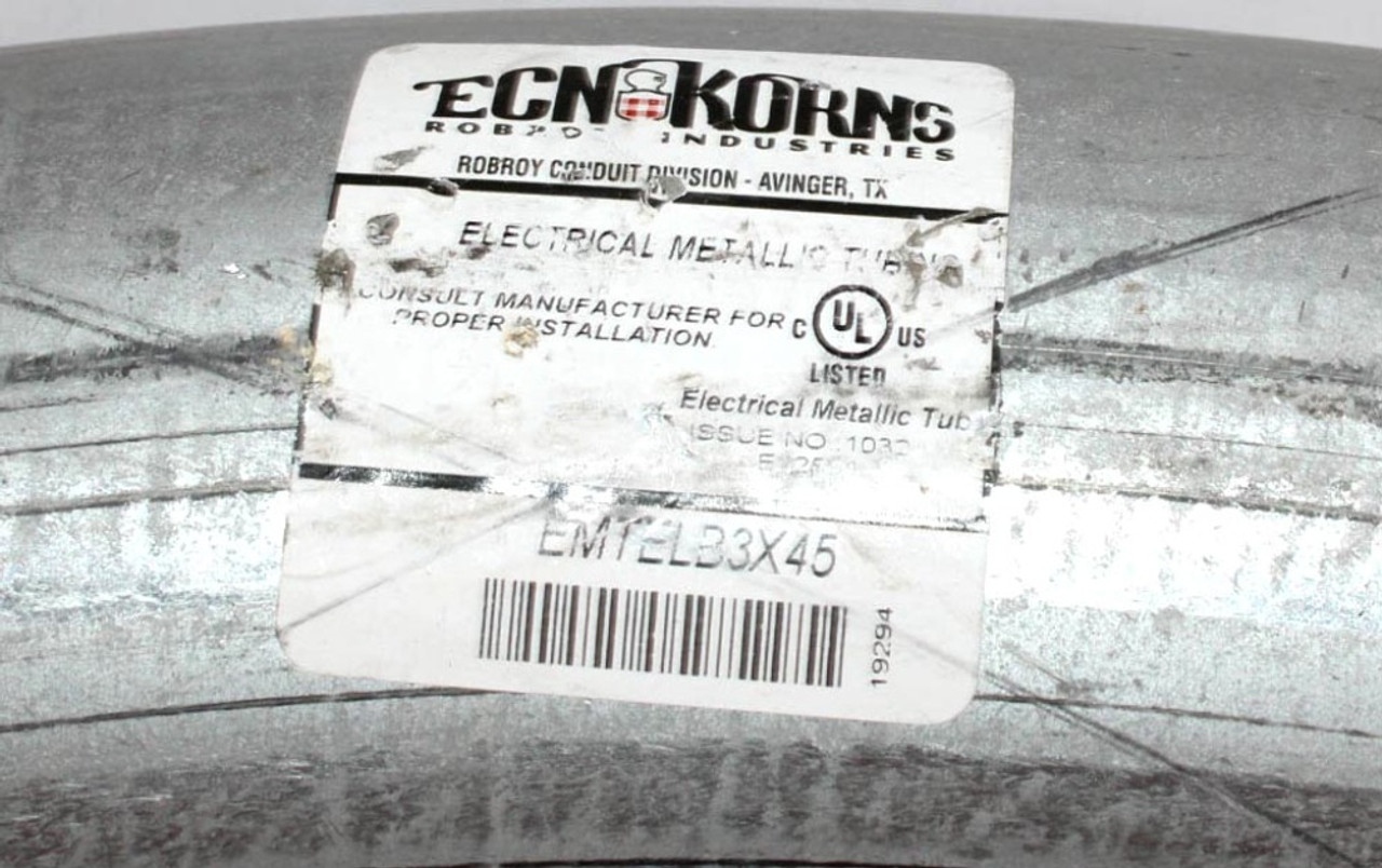 ECN KORNS EMTELB3X45 EMT Elbow Conduit Fitting 3in 45 Degree Non-Insulated