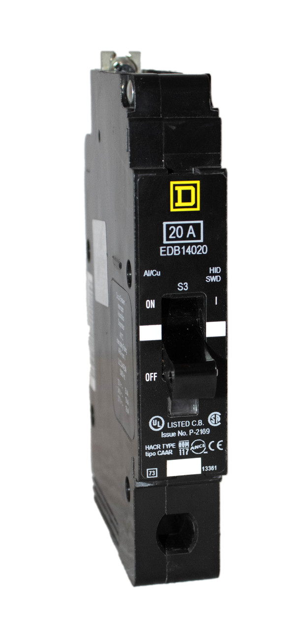 Square D EDB14020 Breaker 20A 277V 1P 18kA Bolt-On Molded Case Type EDB Thermal Magnetic