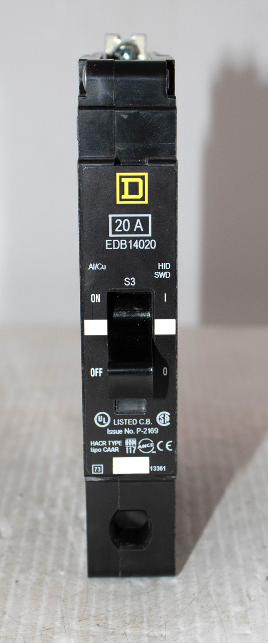Square D EDB14020 Breaker 20A 277V 1P 18kA Bolt-On Molded Case Type EDB Thermal Magnetic