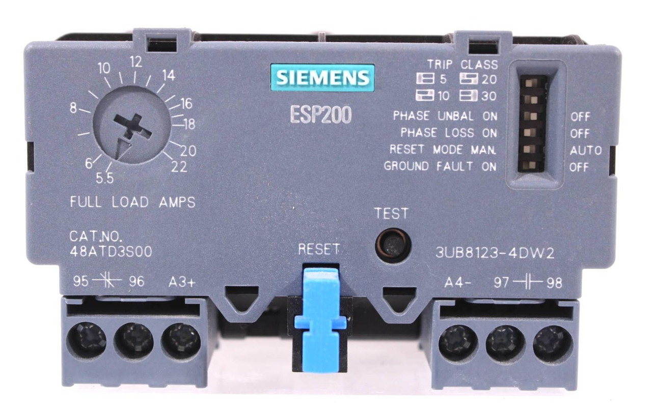 Siemens 48ATD3S00 Solid State Overload Relay 5.5-22A 3PH 50/60Hz