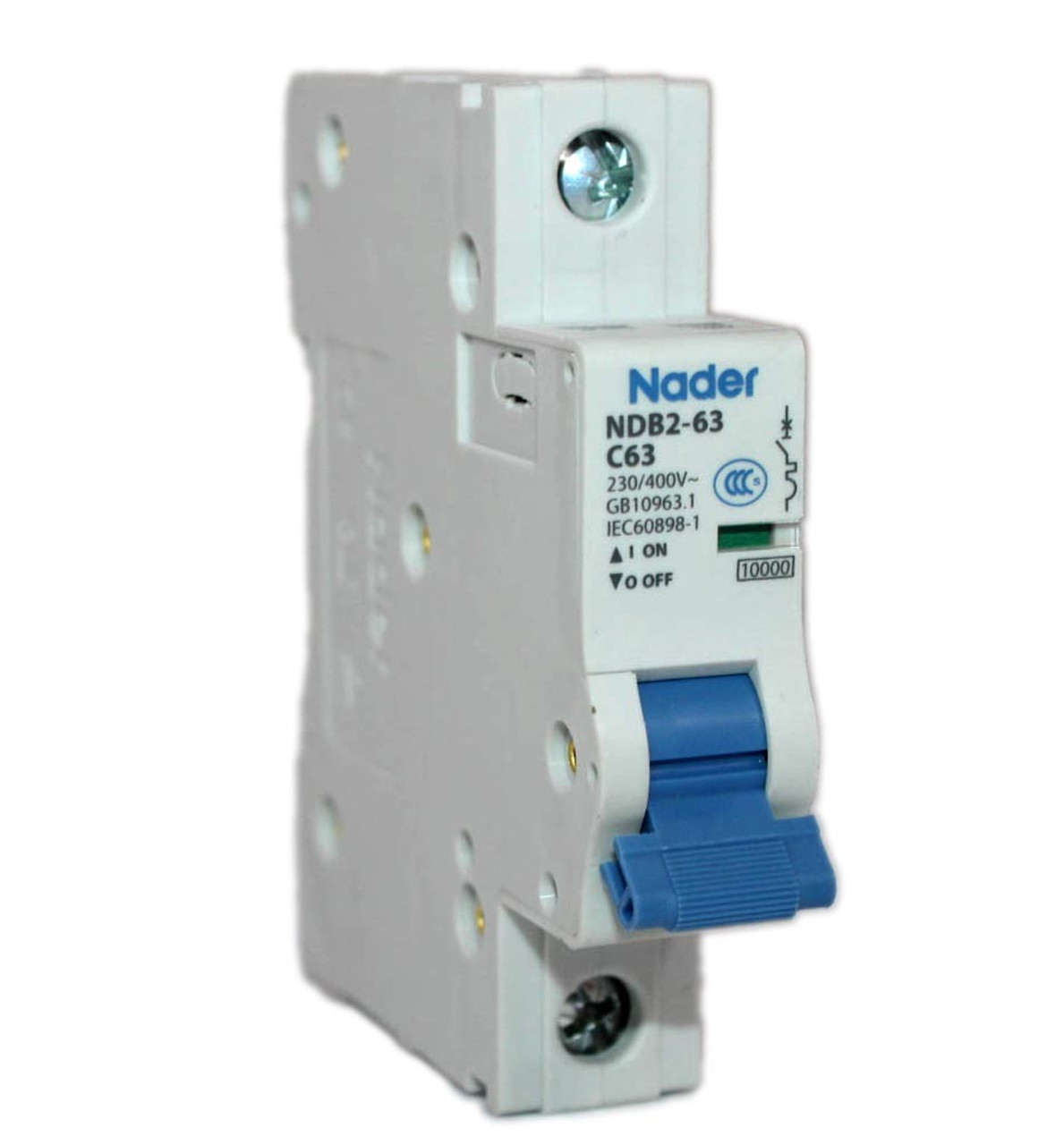 Nader NDB2-63 C63 DIN Rail Mount Breaker 63A 240V Single Pole