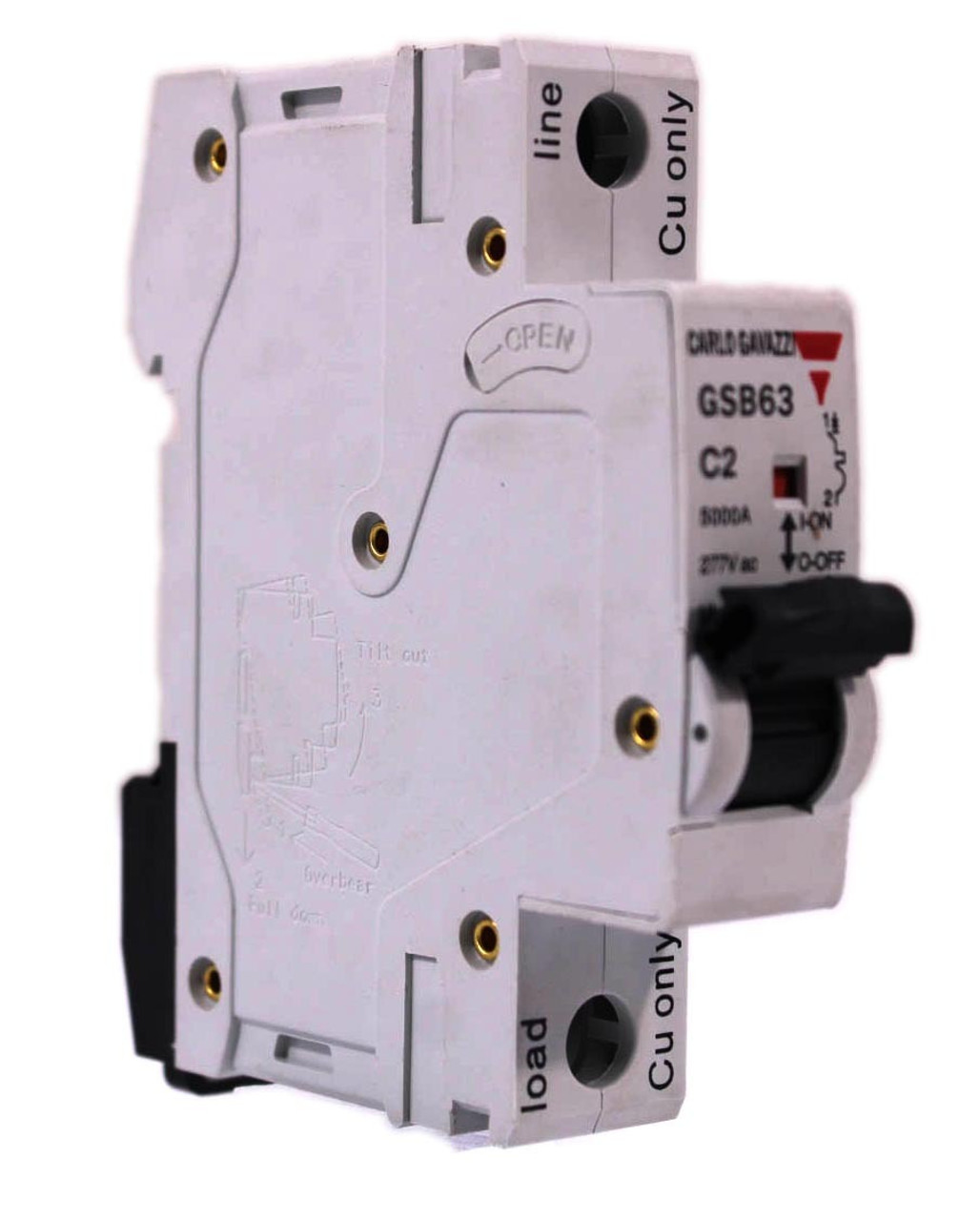 Carlo Gavazzi GSB631PC2 Breaker 2A 277V 1P DIN Rail Thermal Magnetic