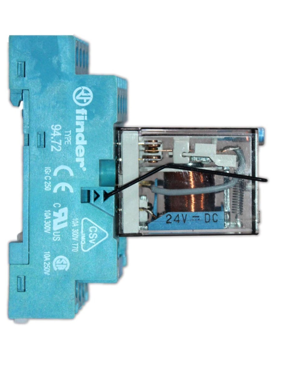Finder 94.72 DIN Rail/Panel Socket w/Finder 54.32.9.024.0040 General Purpose Relay