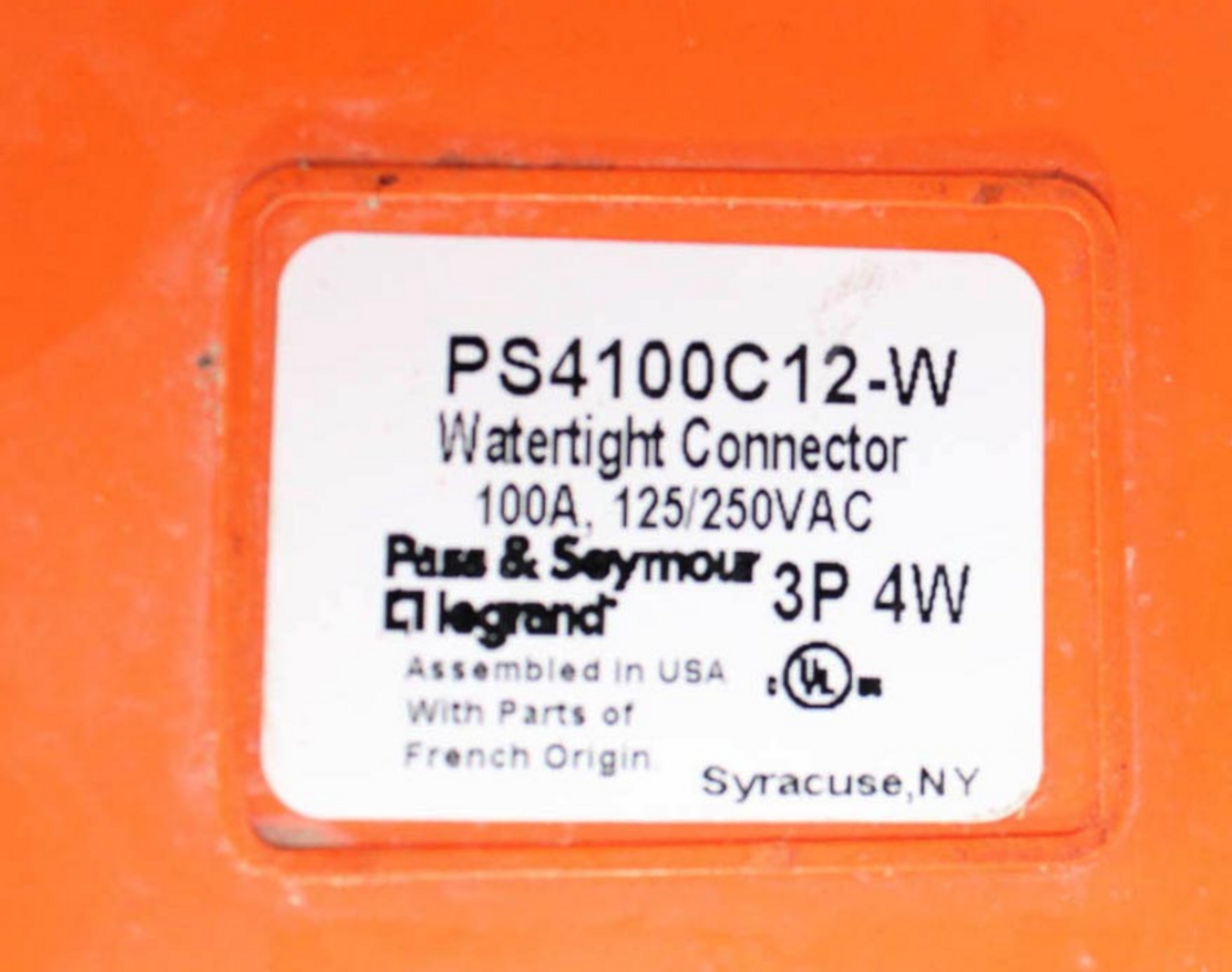 Pass and Seymour PS4100C12-W Watertight Connector 100A 125/250VAC 3P 4W