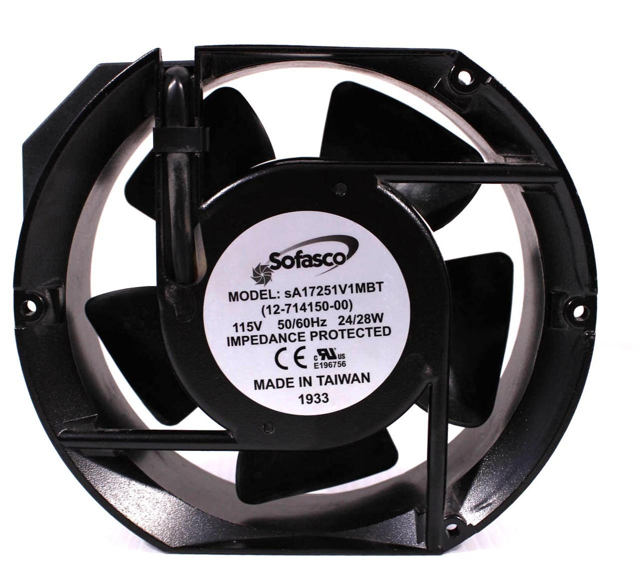 Sofasco sA17251V1MBT Impedance Protected AC Cooling Fan 115V 50/60Hz 24/28W.