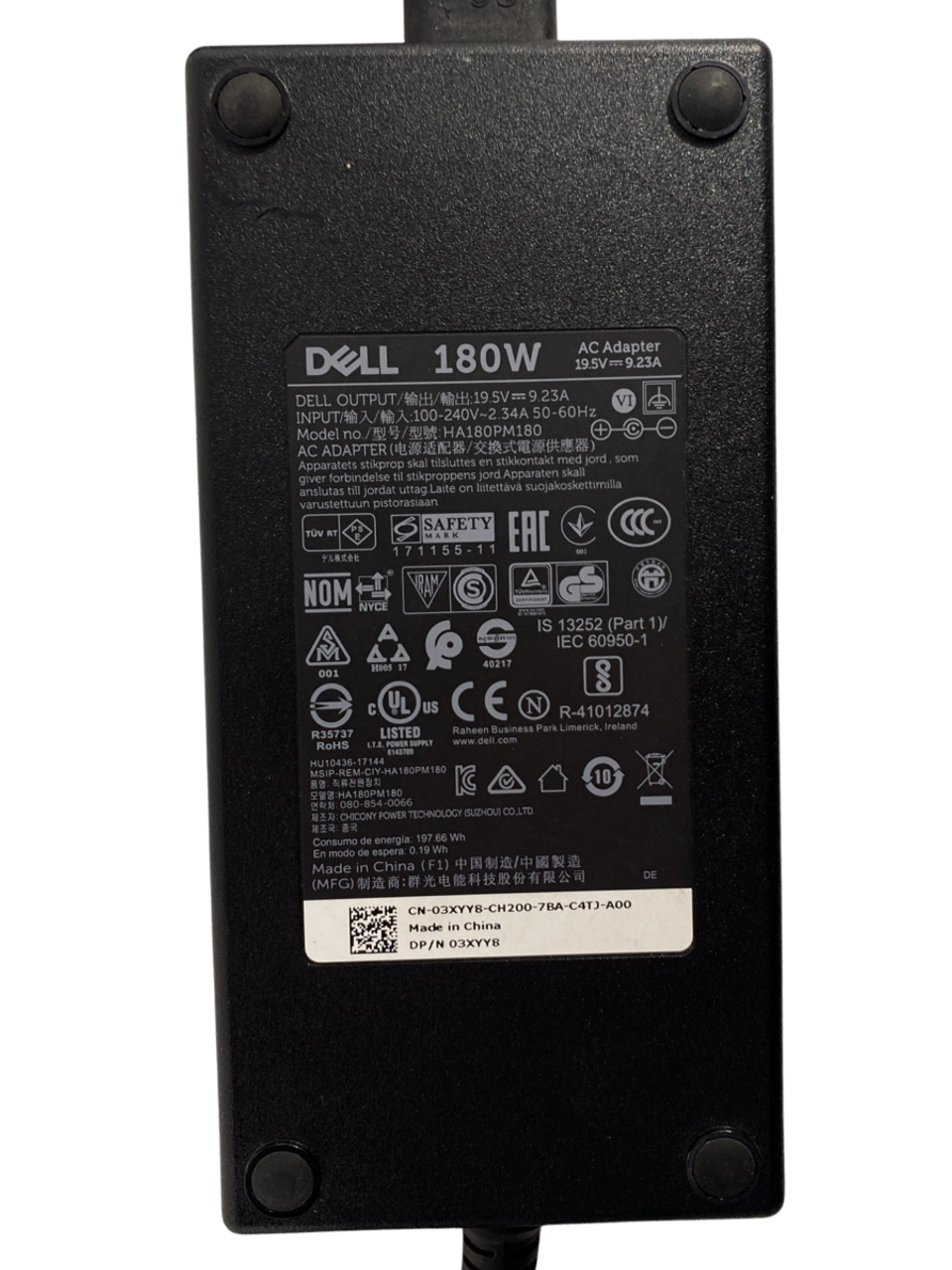 Dell HA180PM180 AC Adapter 180W 19.5V 9.23A